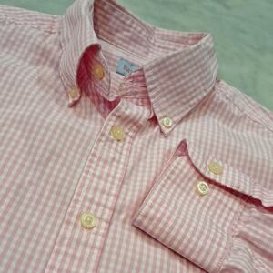 Barry‎ Bricken Large Mens Pink White Gingham Button Down Longsleeve Shirt